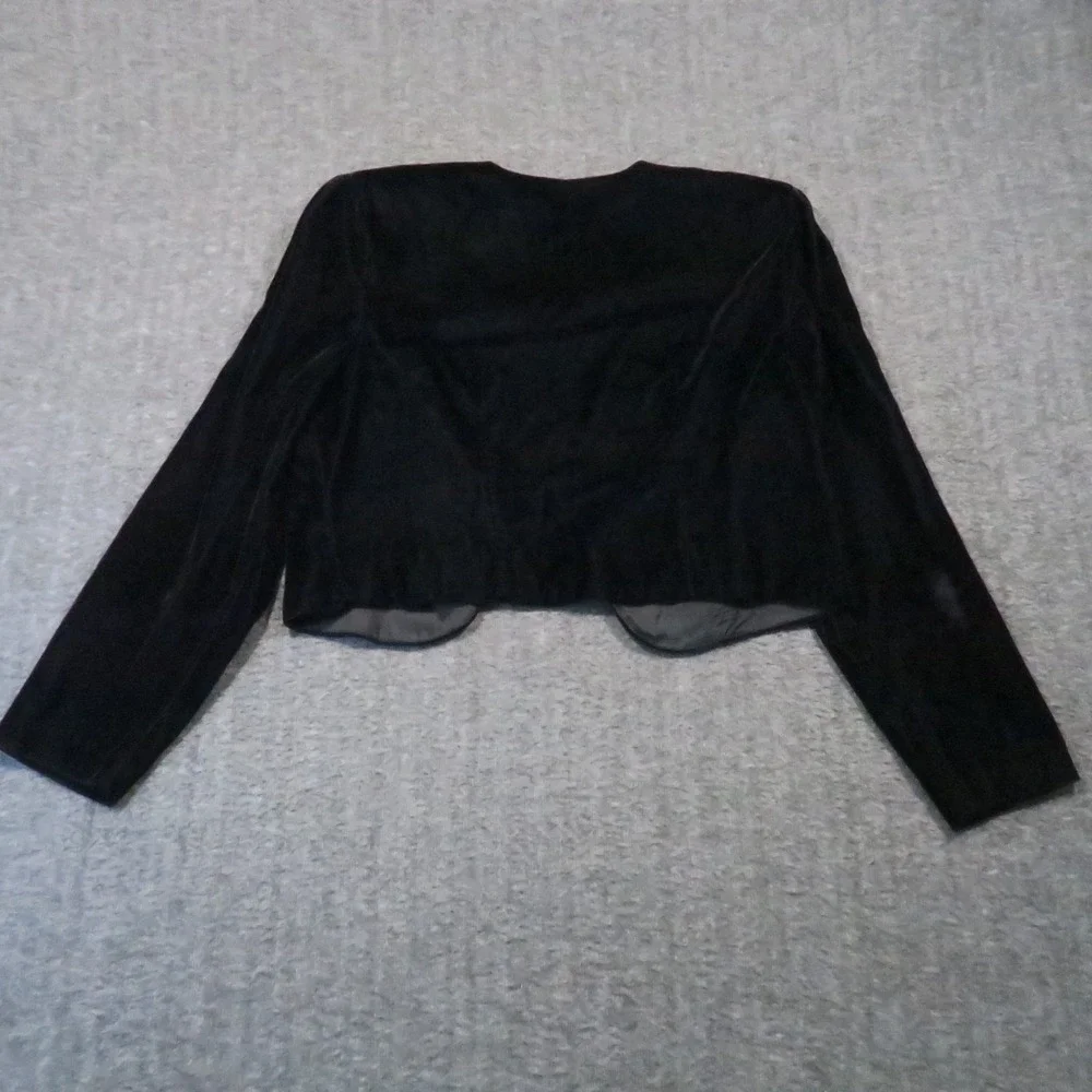 Bedford Fair Cropped Bolero Jacket 16‎ Black Velvet Open Front Vintage Goth Glam